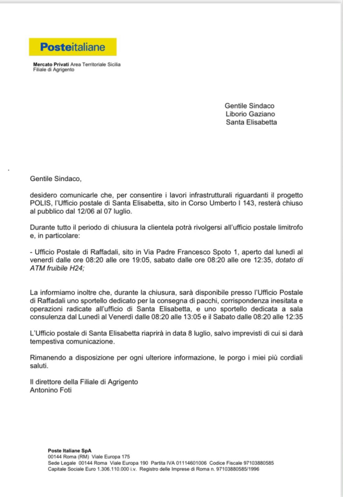 chiusura temporanea poste italiane